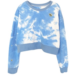 Winter Women High Waist Croptop Hoodie Fleece 100% Polyester Tie Dye Eco-Friendly Breathable Streetwear - Product Image 2