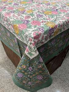 Hot Selling Wholesale Handmade Block Printed Cotton Tablecloth Napkin <b>Set</b> Floral Pattern Indian Wedding Tablecover for Home - Product Image 4