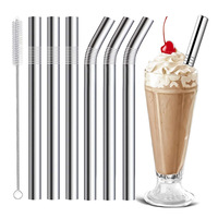 Nouvelles pailles réutilisables en acier inoxydable 304 de 10 mm de large pour Bubble Tea, smoothies et jus – Styles droit et coudé