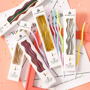 <span class=keywords><strong>Vela</strong></span> Espiral Decorativa para Pastel de Cumpleaños, Hecha a Mano con Cera de Parafina, Estilo Retro, Curva, para Fiestas - Product Image 1