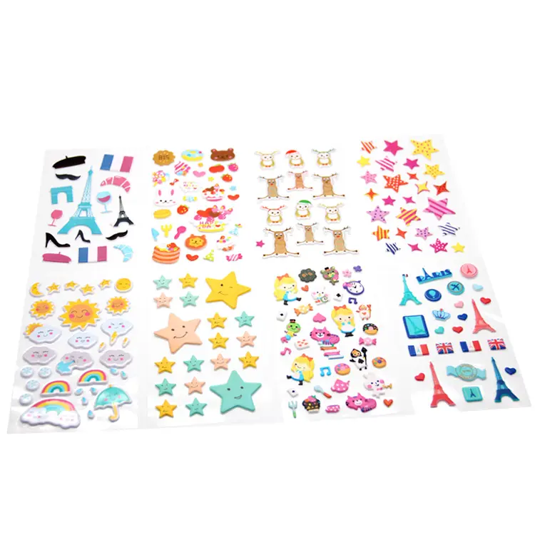 Folha de adesivos de desenho 3D personalizados para crianças, mouse removível e inchado, adesivo para crianças