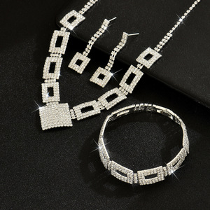 Conjunto de joyería <span class=keywords><strong>popular</strong></span> europea americana para fiestas compromisos bodas vacaciones-incluye collar pendientes pulsera nupcial - Product Image 4