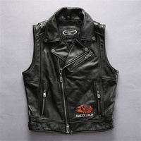 Vente directe d'usine, veste en cuir de vache sans manches pour moto, veste en cuir pour homme, taille plus, veste en cuir de vache véritable