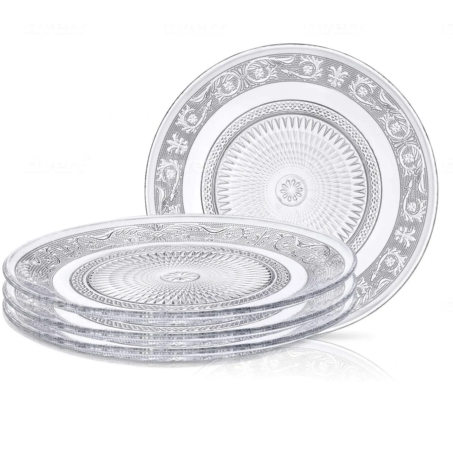 Aeofa Clear round tabletop 16 18 20pcs set machine made cheap glass plate set dinnerware bowl plate dish