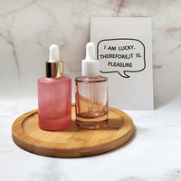 Flacon compte-gouttes vert 30ml, bouteilles en verre d'huile essentielle rose clair, flacon de sérum compte-gouttes transparent pour emballage cosmétique