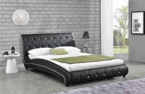 Современный кожаный двухспальный каркас для кровати из массива дерева с алмазной отделкой для дома или спальни - Product Image 6