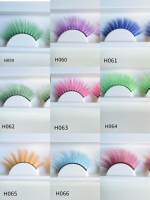 Marque privée 3D fourrure de vison violet faux cils dramatique coloré cheveux synthétiques cils naturel longue couleur cils boîte modèle