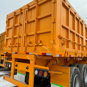 Rimorchio Ribaltabile <span class=keywords><strong>a</strong></span> 3 Assi in Acciaio di Alta Qualità, Rimorchio con Pareti Laterali, Barra di Traino, Rimorchio <span class=keywords><strong>per</strong></span> Trasporto Merci Sfuse 60 Tonnellate - Product Image 6