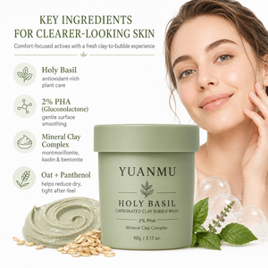 Mascarilla Facial Purificante de Burbujas de Albahaca <span class=keywords><strong>Sagrada</strong></span>, Crema Limpiadora de Poros, Hidratante y Controladora de Grasa, Elimina Puntos Negros - Product Image 3