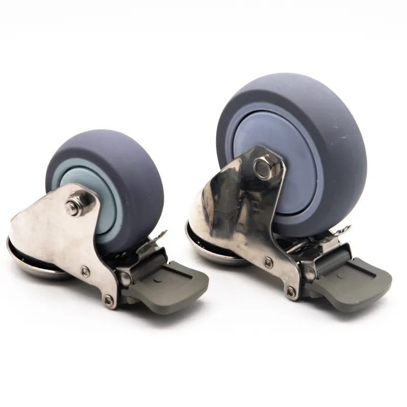 Duurzaam Zwart 40Mm 50Mm 63Mm 75Mm Caster Rolstoel 3 Inch Pu Castor Dual Wheel Heavy Dual Caster Fabriek