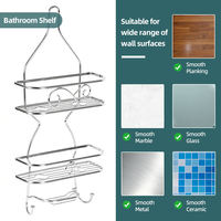 Étagère de rangement pour douche sans perçage, style européen, porte-accessoires de douche suspendu, finition chromée, organisateur de salle de bain avec crochets