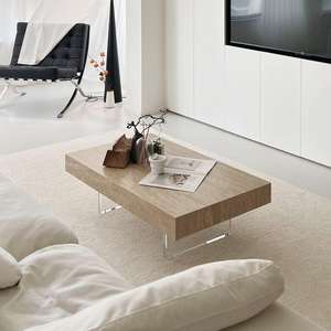 Mesa de Centro Moderna de Acrílico con Tapa de Travertino Romano, Diseño Rectangular Minimalista, Muebles para Sala de Estar - Product Image 2