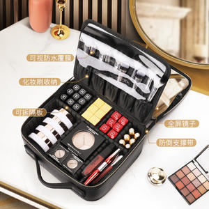 Bolsa de maquillaje Niceland, estuche de cosméticos de gran capacidad con cremallera, asa suave, bolsa de almacenamiento de belleza portátil de Color sólido para mujer - Product Image 2