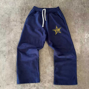 <span class=keywords><strong>Pantalones</strong></span> <span class=keywords><strong>de</strong></span> chándal holgados personalizados para <span class=keywords><strong>hombre</strong></span>, 100% algodón, <span class=keywords><strong>de</strong></span> pierna ancha, joggers apilados, estilo urbano - Product Image 1