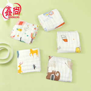 Xinshang – débarbouillette en pur coton pour bébé, 30x30 cm, serviette carrée en gaze à six couches, imprimé dessin animé, hypoallergénique, pour le nettoyage du visage des nourrissons - Product Image 4