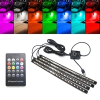Lumière LED néon universelle pour l'ambiance de la voiture, avec commande par application/télécommande/voix, RGB 12 LED, lumière intérieure 5V USB 10W