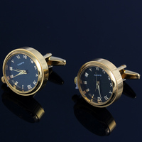 Horloge française montre à quartz tournant boutons de manchette plaqués argent
