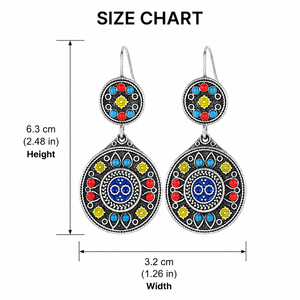 Orecchini vintage multicolori dipinti a mano blu-verdi, gioielli etnici da donna alla moda - Product Image 5