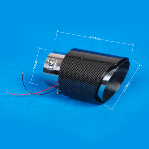 4インチアウトレット炭素繊維ステンレス鋼排気チップAkスタイルLEDライト車装飾チューニング用ユニバーサルマフラー - Product Image 2