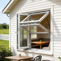 Fenêtres pliantes en aluminium à double vitrage verticales pliables en deux parties, vente en gros commerciale EBON