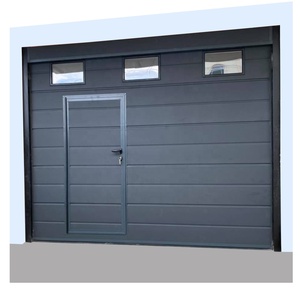 Porte de <span class=keywords><strong>garage</strong></span> sectionnelle coulissante isolée en acier moderne 2026 avec portillon piétonnier pour villa, porte antivol, prix abordable - Product Image 6