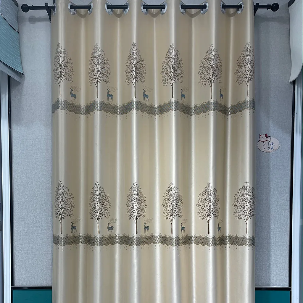 Jakarlı dokuma tasarım ısı ve yatak odası ve araba kullanımı için tam ışık engelleme örtü kumaş ile 100% karartma perdesi paneller