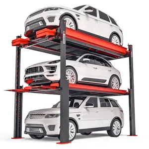 Factory wholesale triple car parking equipment hydraulic 4 post 3 cars parking lift