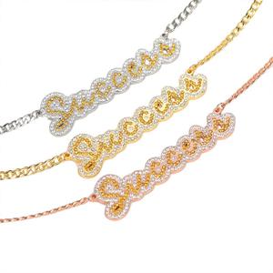 Collier en acier inoxydable, bijoux personnalisés, avec <span class=keywords><strong>faux</strong></span> <span class=keywords><strong>diamant</strong></span>, avec initiales, idée de cadeau, nouvel arrivage, pendentif géométrique tendance - Product Image 2