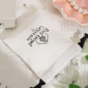 Custom Logo Printed <b>Mini</b> Brush <b>Canvas</b> Jewelry Packaging Bag Soft Luxury Earring Ring Necklace Storage Cotton Jewelry Pouch - Product Image 3