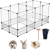 Enclos modulaire en treillis métallique noir pour petits animaux, parc de jeu facile à assembler pour lapins et cochons d'Inde, cage d'exercice pour intérieur domestique