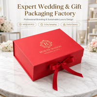 Caja de Regalo Rectangular Plegable de Cartón Corrugado Biodegradable de una Pieza con Cierre Magnético y Lazo para Boda o San Valentín