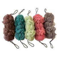 Éponge de bain infusée de savon populaire longue bande épurateur de dos pratique éponge de bain en maille de Nylon