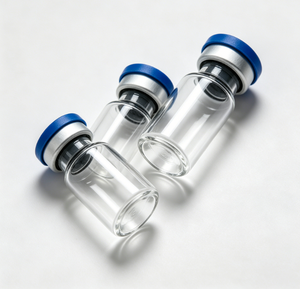 Flacon en verre transparent avec bouchon à sertir composite bleu et argenté, kit d'échantillons cosmétiques à plat, simple ou multi-pièces - Product Image 5