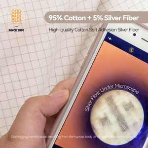 <span class=keywords><strong>Drap</strong></span> <span class=keywords><strong>de</strong></span> mise à la terre Queen Size en fibre d'argent pur à 10 % + coton biologique 400 fils pour un sommeil amélioré - Product Image 4