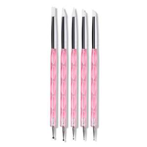 5 pcs/सेट नीला गुलाबी राइनस्टोन सजावट नाखून कला पेंटिंग ब्रश किट स्टील डोटिंग नाखून कला पेंट पेन डोटिंग पेन - Product Image 2