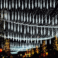 LED solaire pluie de météores lumières de pluie guirlandes lumineuses de vacances étanche lumière de jardin 8 Tubes 144 Leds décoration de mariage de noël
