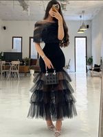 Liu Ming produits chauds Chic femmes été Sexy maille Patchwork noir longues robes de soirée formelles