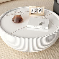 Ensemble de table basse de luxe en acier de style italien Moder Table basse ronde avec revêtement en cuir pour meubles de salon