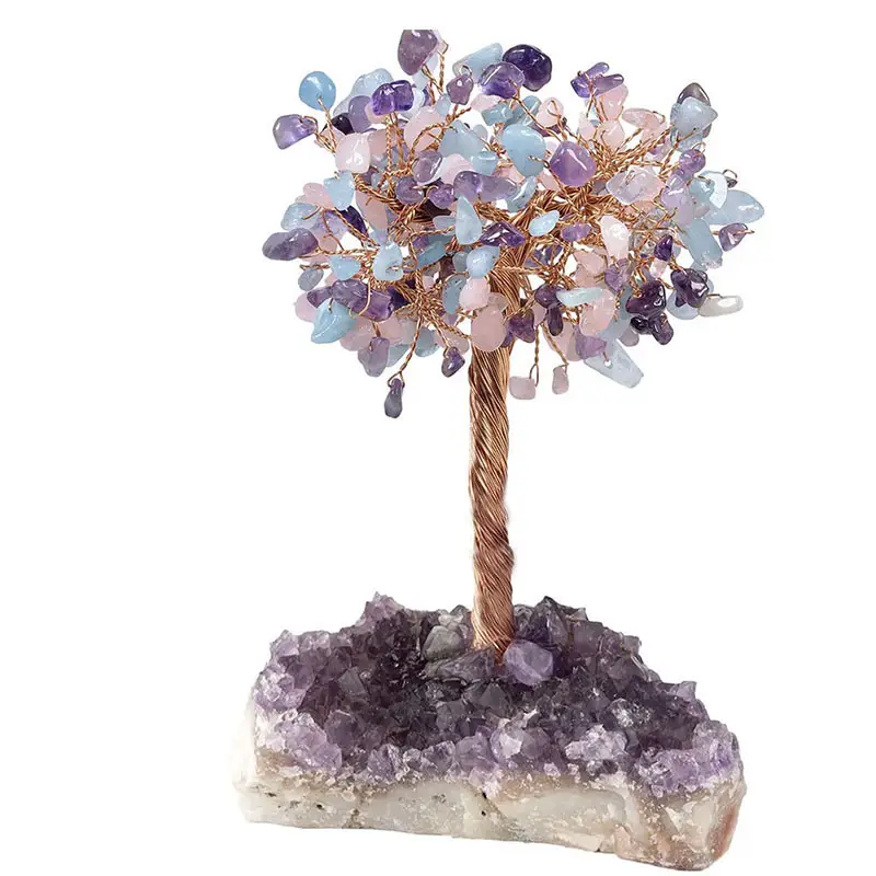Natural crystal gemstone chakra Christmas fortune tree full customized crystal stone for decoration gift