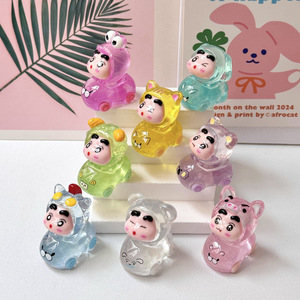 ชินจังสีแดงสดใส ตุ๊กตาสัตว์โปร่งแสงในถุงสุ่ม DIY เครื่องประดับพวงกุญแจ การ์ตูน ของตกแต่งโต๊ะทำงาน - Product Image 1