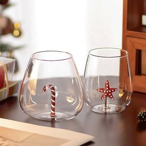 Verre à vin sans pied transparent soufflé à la main pour fête, verre à boire en verre borosilicate avec motif étoile de mer intégré, pour lait et eau - Product Image 2