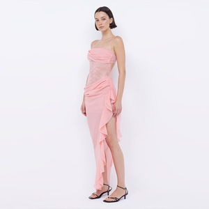 Re Mcgreen nuovo abito di vendita caldo <span class=keywords><strong>con</strong></span> disegno a canotta senza schienale Sexy alla moda gonna lunga <span class=keywords><strong>con</strong></span> <span class=keywords><strong>spacco</strong></span> in <span class=keywords><strong>pizzo</strong></span> Slim Fit - Product Image 3