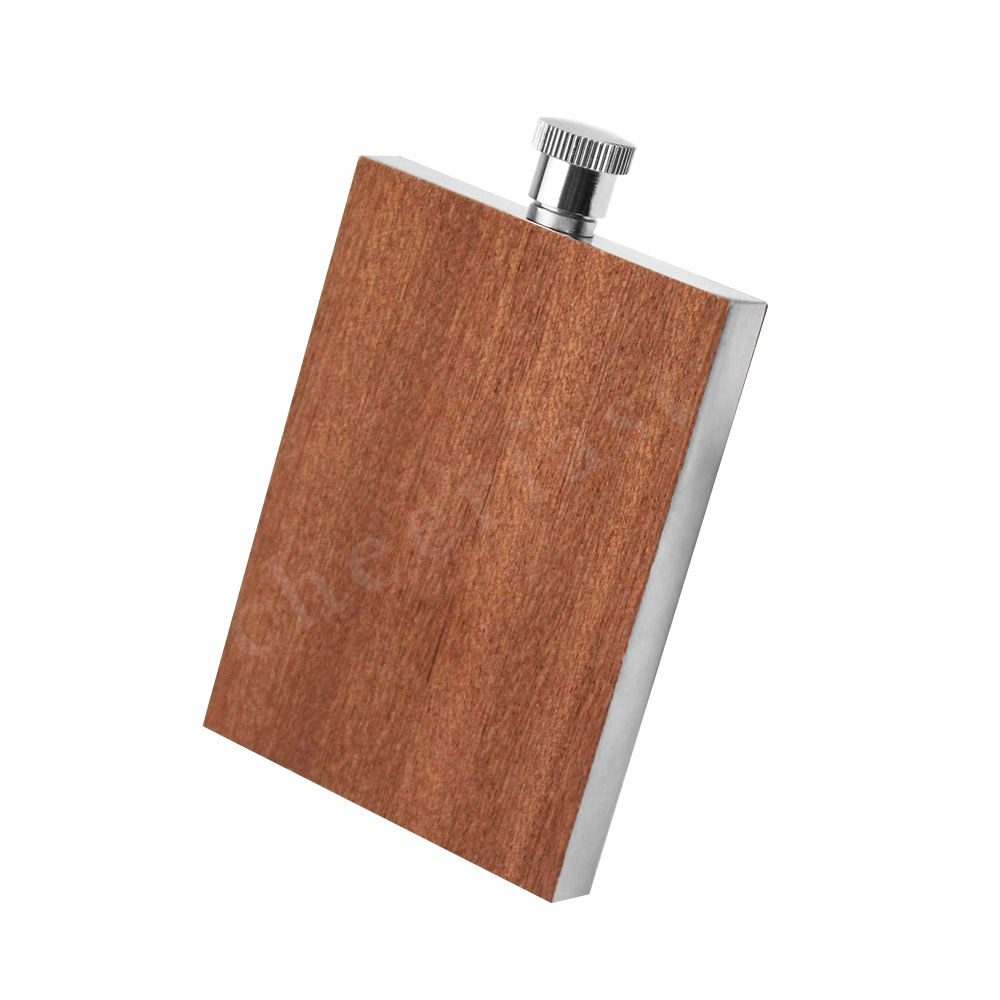 Wood grain Hip Flask