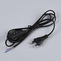 Câble d'alimentation EU/US avec interrupteur intégré 303, noir/blanc, 2 fils nu, rallonge pour lampe LED, pour luminaires
