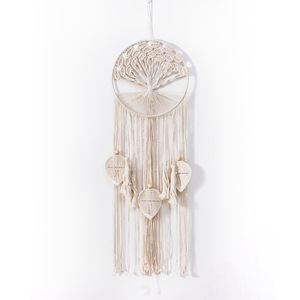 Macramé bohemio hecho a mano <span class=keywords><strong>para</strong></span> colgar en la pared, cuentas de madera ecológicas y tapiz de hojas <span class=keywords><strong>para</strong></span> la decoración del dormitorio del hogar, técnicas tejidas - Product Image 5