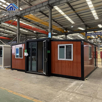 Villa Modulaire Préfabriquée de Luxe 20/40 pieds, Extensible, Effet Bois, 2 Chambres, Cuisine Complète, Salle de Bain en Marbre