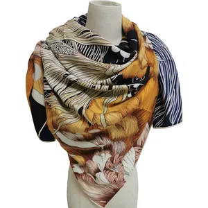 Luxury Brand Cashmere and Silk Blend Woman Silk Shawl 140x140cm