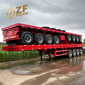 ราคาโรงงาน OEM/ODM รถบรรทุกพ่วงพื้นเรียบ 5 เพลา ขนาด 20 ฟุต 40 ฟุต สำหรับขนส่งตู้คอนเทนเนอร์ 60 ตัน รถพ่วงเหล็ก ZF-Trailer - Product Image 4