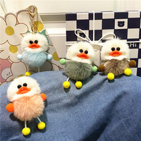Porte-clés en peluche canard mignon en promotion, pendentif de sac d'école pour enfants, porte-clés animal de dessin animé 3D