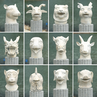 Ornements décoratifs en résine de style antique, entièrement faits à la main, style classique Ming-Qing, animaux du zodiaque sculptés dans la pierre, collection ancienne été